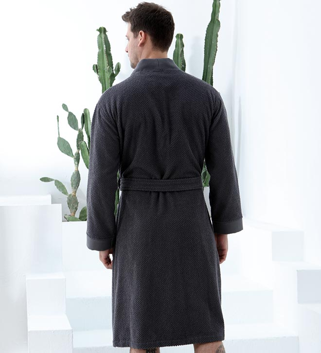 Men's Organic Turkish Cotton Terry Kimono Robe | Terry Cloth Bathrobe