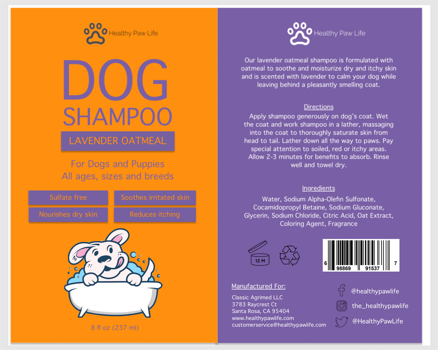 Oatmeal Lavender Pet Shampoo, Goodies N Stuff