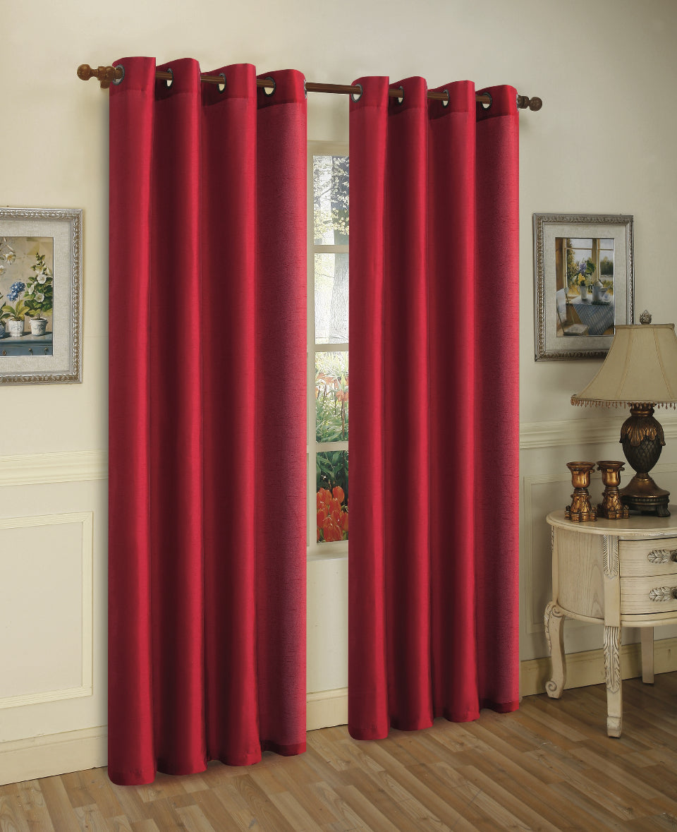 J&V TEXTILES 2 Panels Solid Grommet Faux Silk Window Curtain Drapes Treatment in 84" Length, Goodies N Stuff