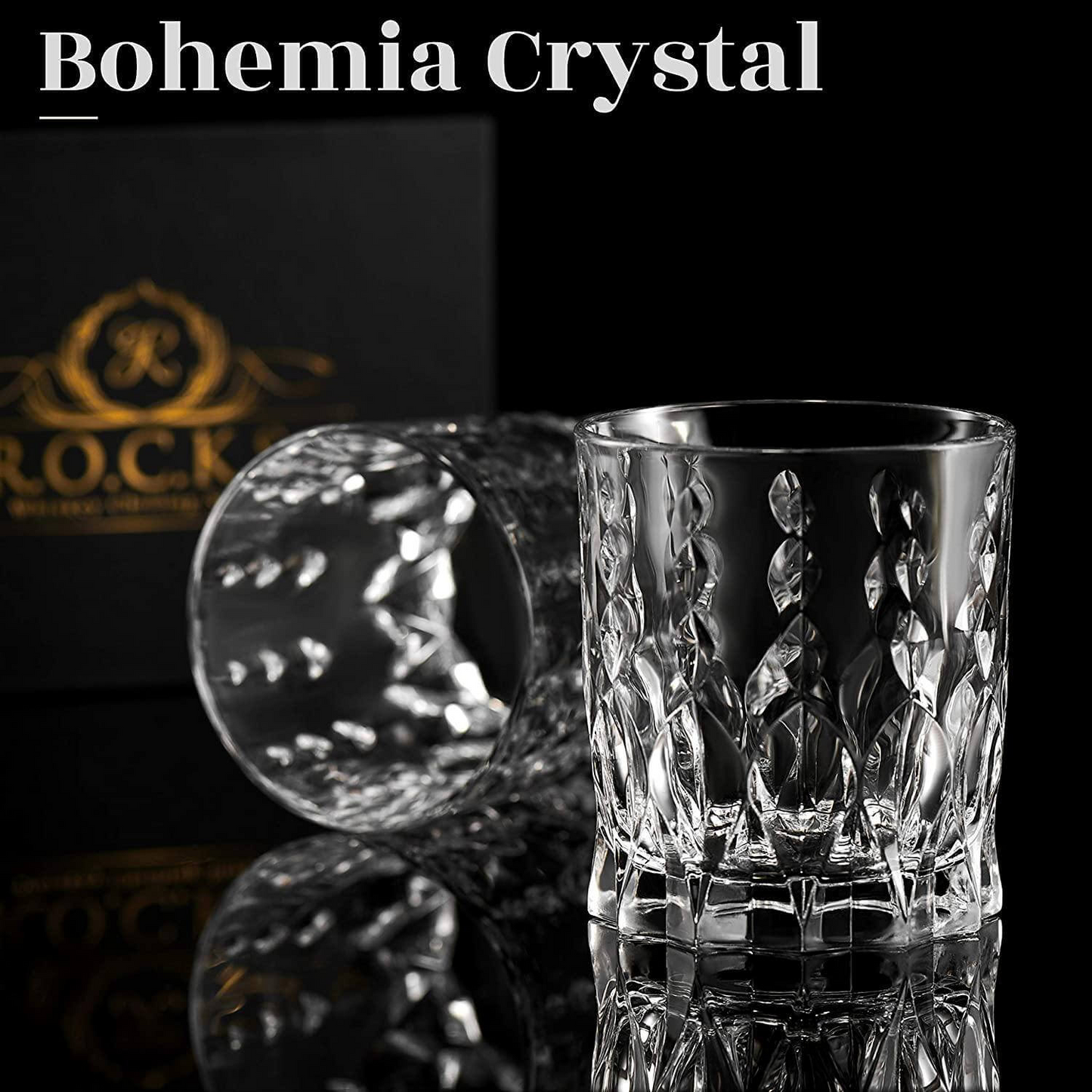 Crystal Whiskey Glasses - Set of 2 Monarch Glass Tumblers (11.5oz), Goodies N Stuff