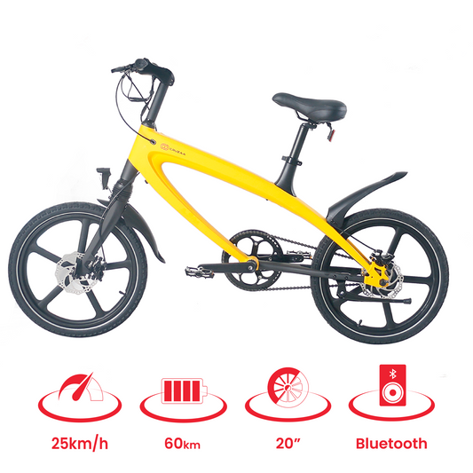 The Official Solar Beam Yellow E-Bike with Built-in Speakers & Bluetooth (Range up to 60km), Goodies N Stuff