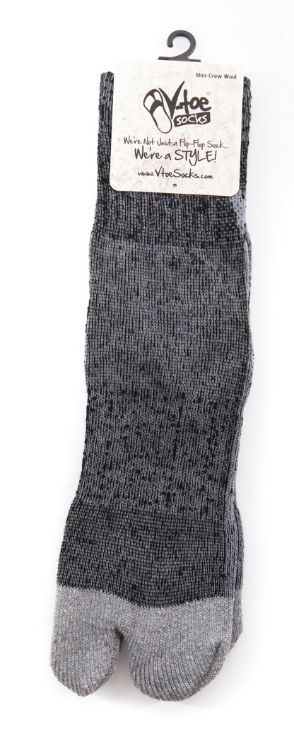 3 Pairs Charcoal Grey Wool Split Toe Tabi Socks For Hiking Or Casual, Goodies N Stuff