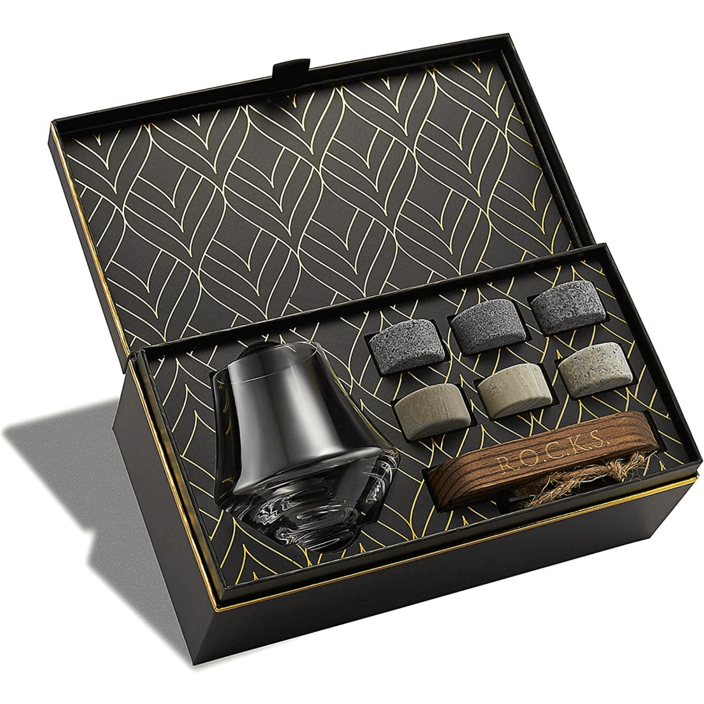 Whiskey Stones & Crystal Nosing Tasting Glass Gift Set, Goodies N Stuff