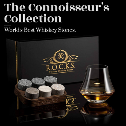 Whiskey Stones & Crystal Nosing Tasting Glass Gift Set, Goodies N Stuff
