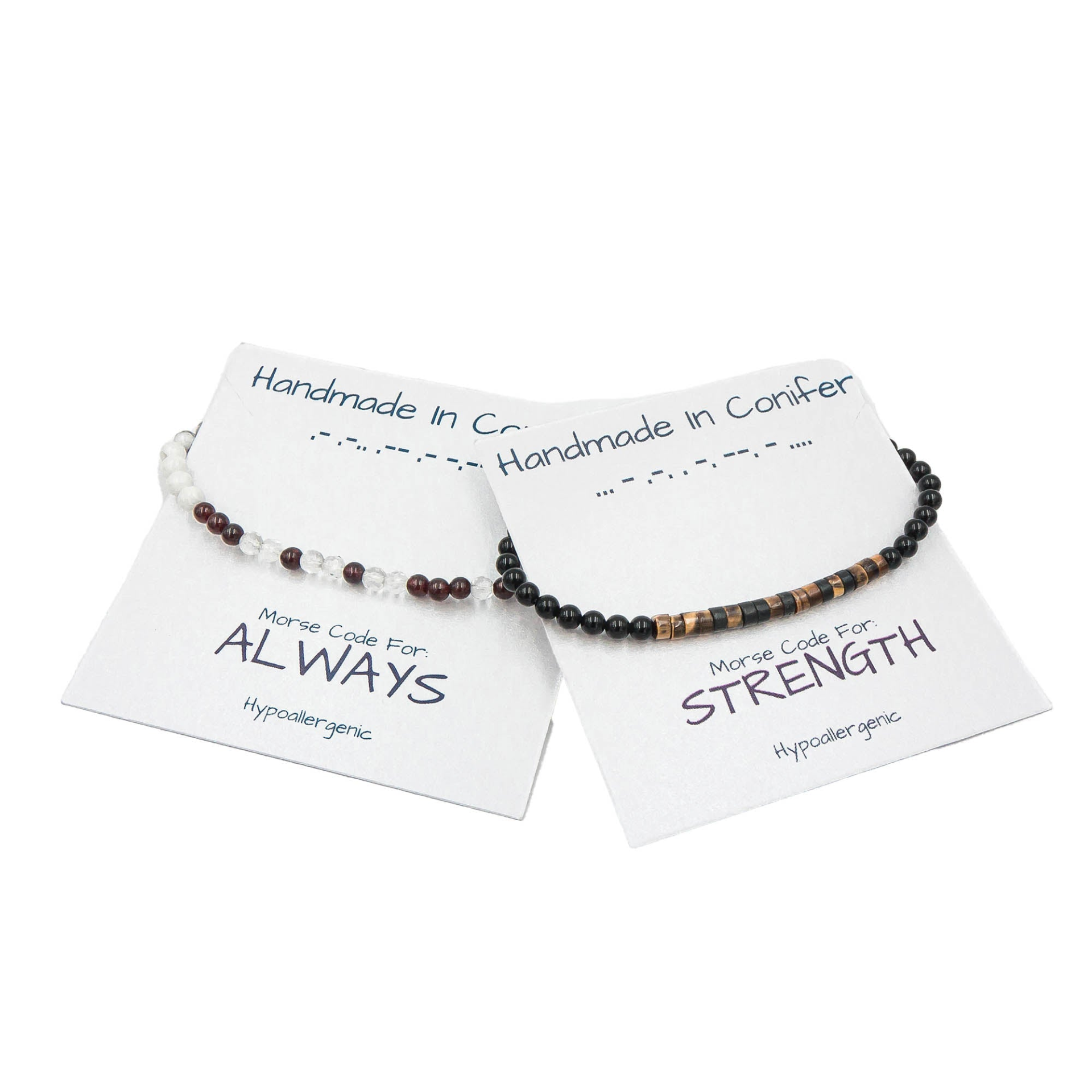 Handmade ALWAYS Morse Code Bracelet In Garnet & Howlite Stones | Custom Sizing Clasp Bracelet | Unisex Jewelry For Women Or Men | January & April Birthstone | Eco-Friendly | Hypoallergenic & Nickel-Free | Natural Stone | Wedding Anniversary, Goodies N Stuff