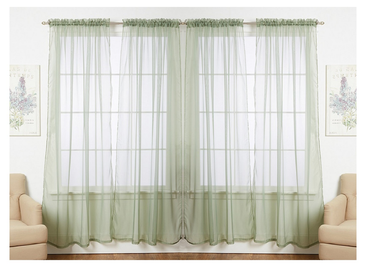 J&V TEXTILES 4-Pack Value: Solid Sheer Window Curtain Panels, Goodies N Stuff