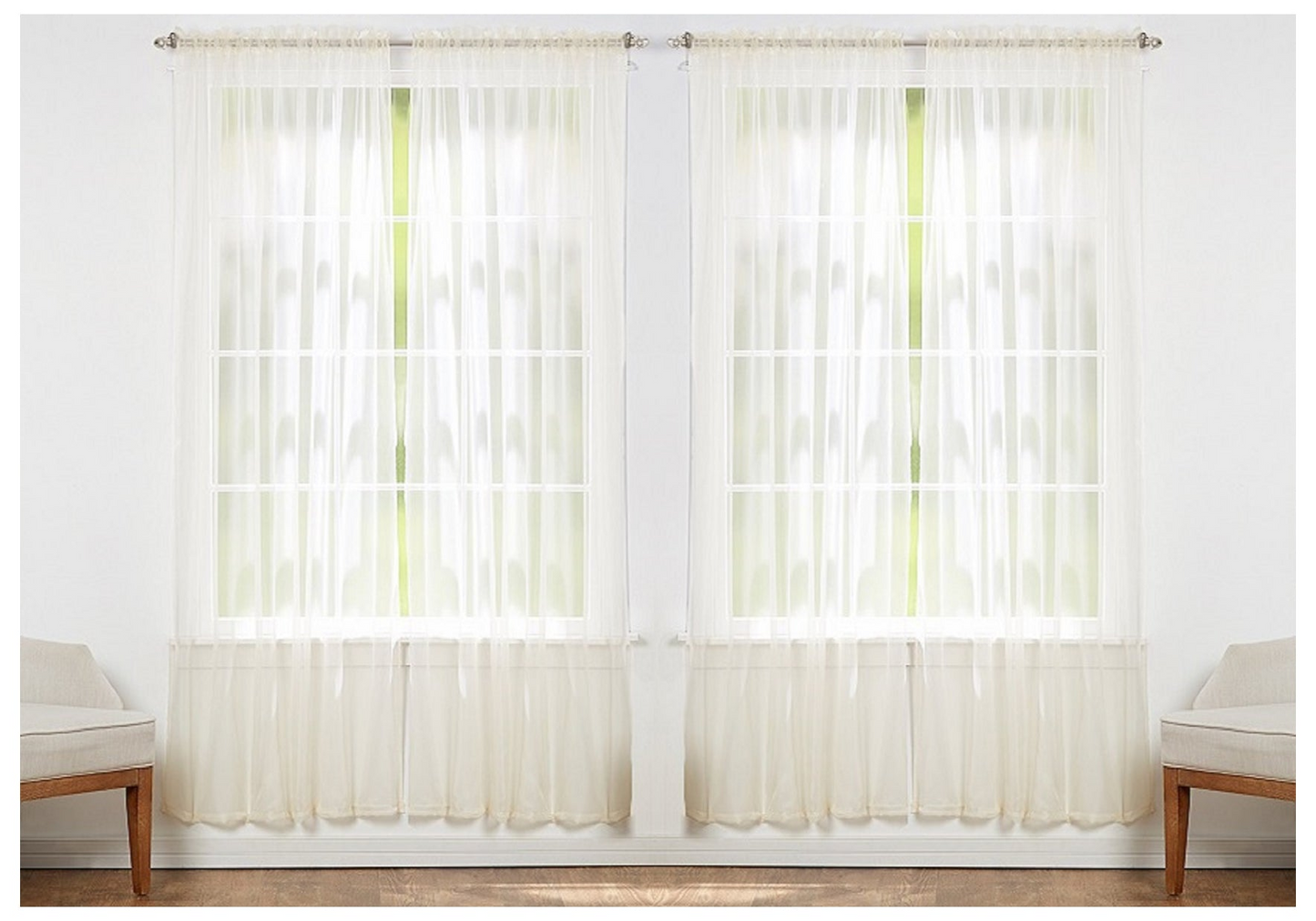 J&V TEXTILES 4-Pack Value: Solid Sheer Window Curtain Panels, Goodies N Stuff