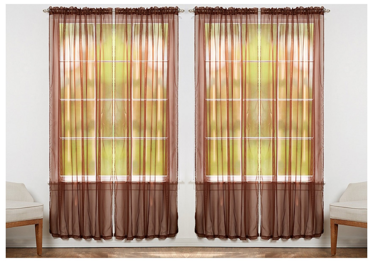 J&V TEXTILES 4-Pack Value: Solid Sheer Window Curtain Panels, Goodies N Stuff