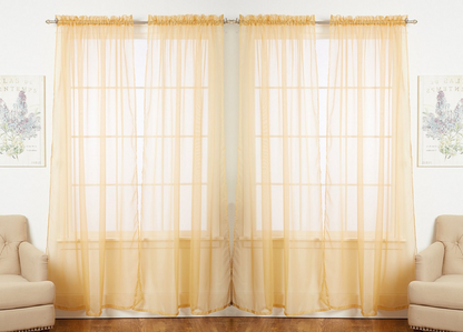 J&V TEXTILES 4-Pack Value: Solid Sheer Window Curtain Panels, Goodies N Stuff