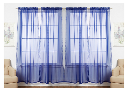 J&V TEXTILES 4-Pack Value: Solid Sheer Window Curtain Panels, Goodies N Stuff