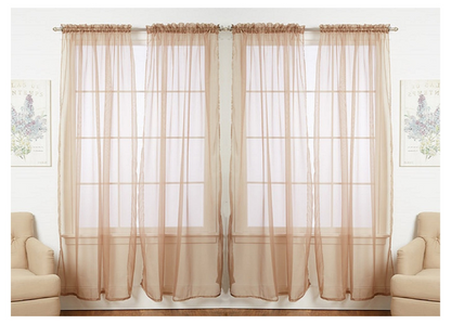 J&V TEXTILES 4-Pack Value: Solid Sheer Window Curtain Panels, Goodies N Stuff