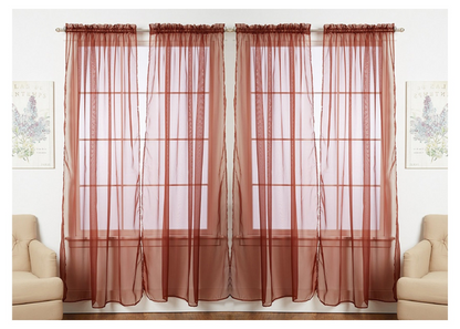 J&V TEXTILES 4-Pack Value: Solid Sheer Window Curtain Panels, Goodies N Stuff