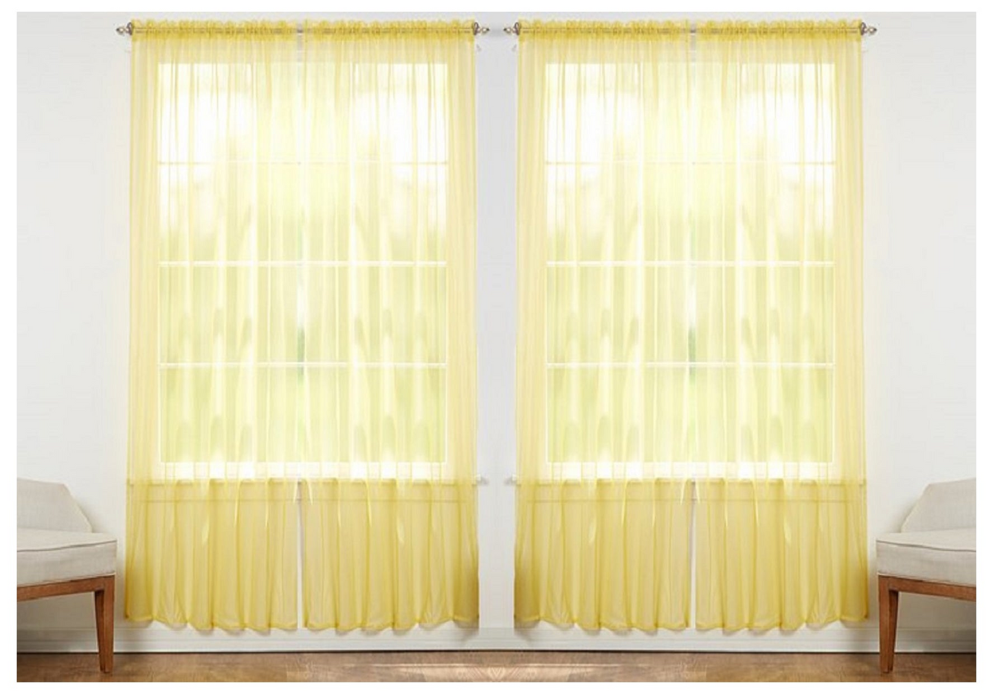 J&V TEXTILES 4-Pack Value: Solid Sheer Window Curtain Panels, Goodies N Stuff