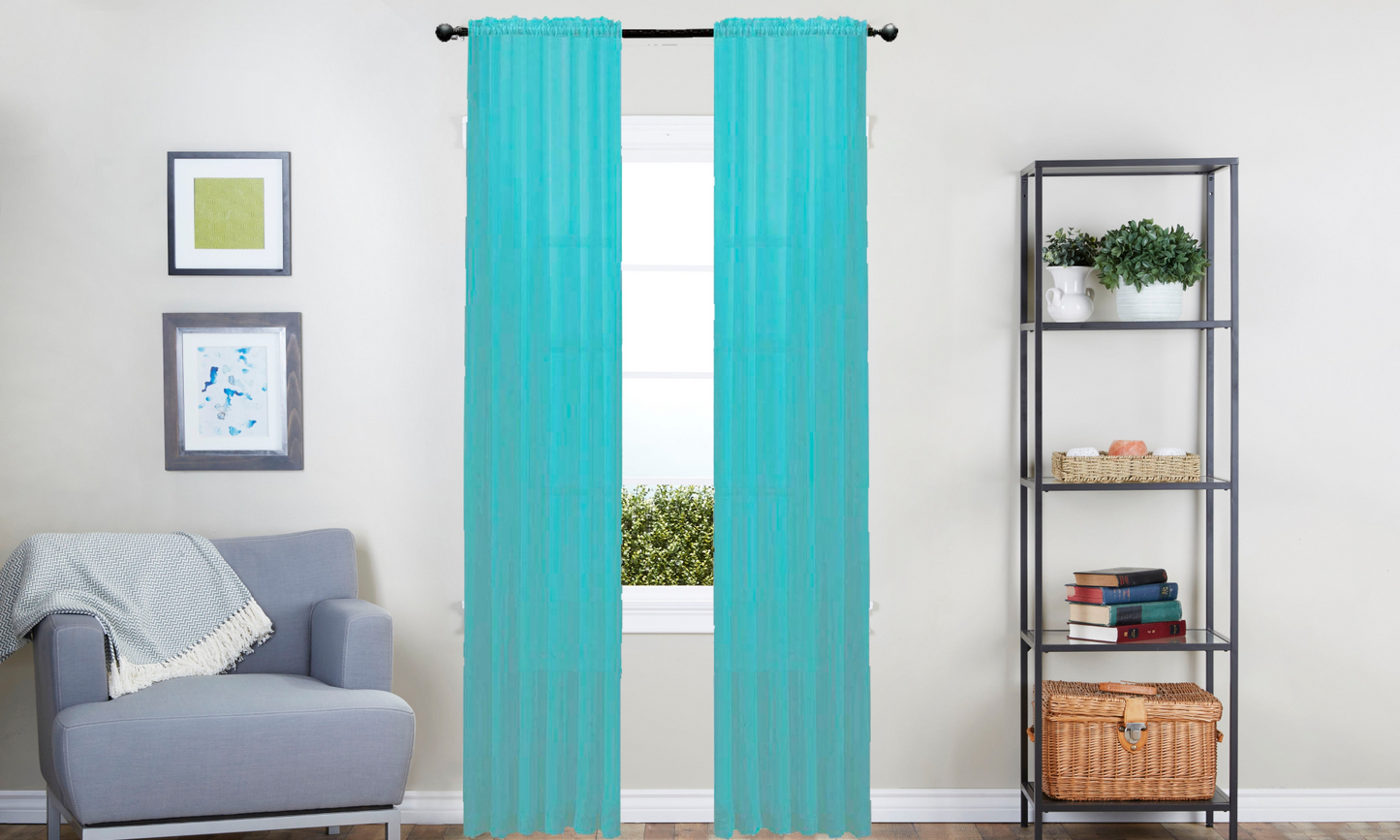 J&V TEXTILES 4-Pack Value: Solid Sheer Window Curtain Panels, Goodies N Stuff