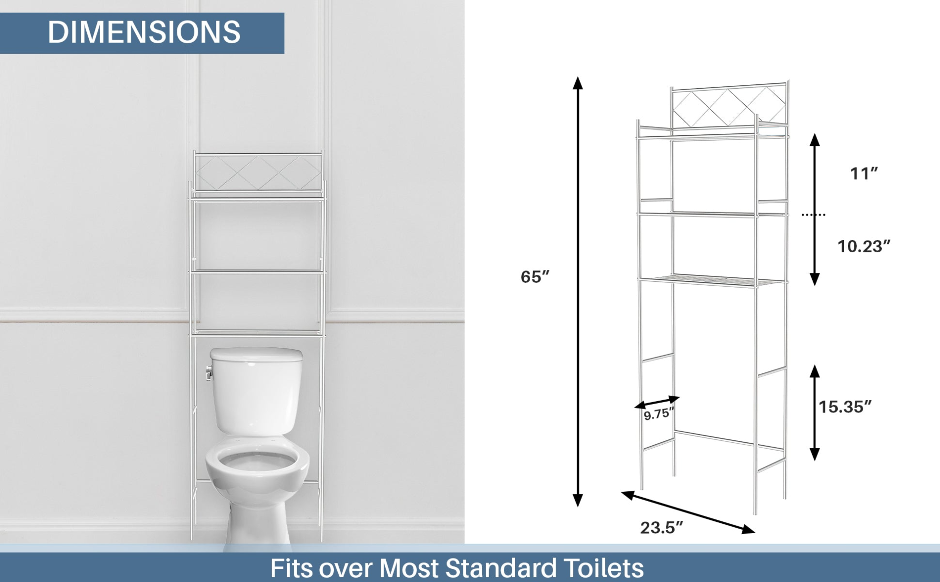 J&V TEXTILES 3-Shelf Metal Bathroom Organizer Over The Toilet, Bathroom Space Saver, Goodies N Stuff