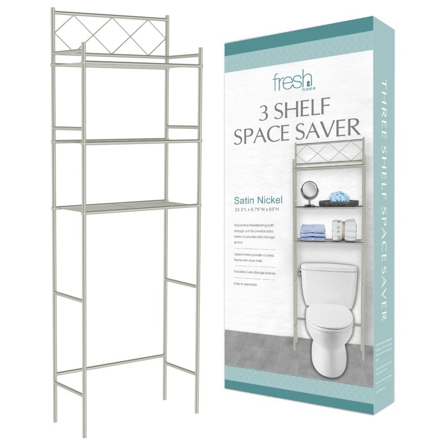 J&V TEXTILES 3-Shelf Metal Bathroom Organizer Over The Toilet, Bathroom Space Saver, Goodies N Stuff