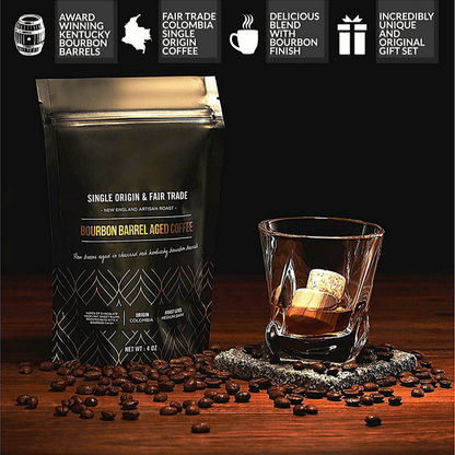 Whiskey Stones & Kentucky Bourbon Barrel Aged Coffee Tasting Gift Set, Goodies N Stuff