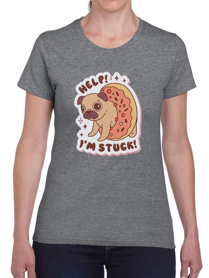 Help! Pug Is Stuck! T-shirt -SmartPrintsInk Designs, Goodies N Stuff