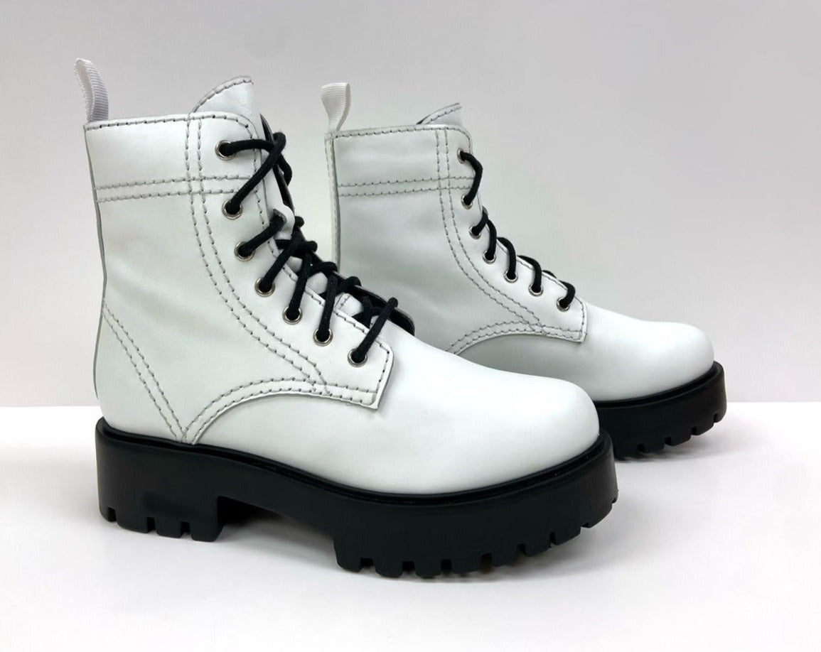 Alice White Heeled Combat Boot