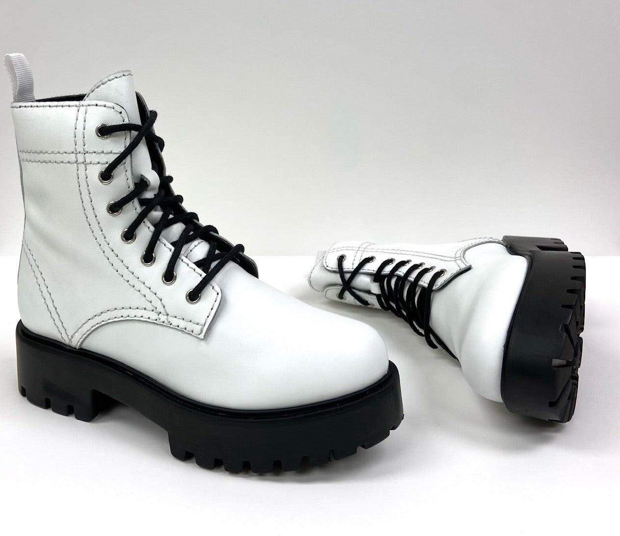 Alice White Heeled Combat Boot