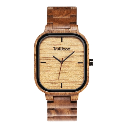 TruWood Blazer - Rugged Journeyman Square Watch with Kosso Wood Design, Goodies N Stuff