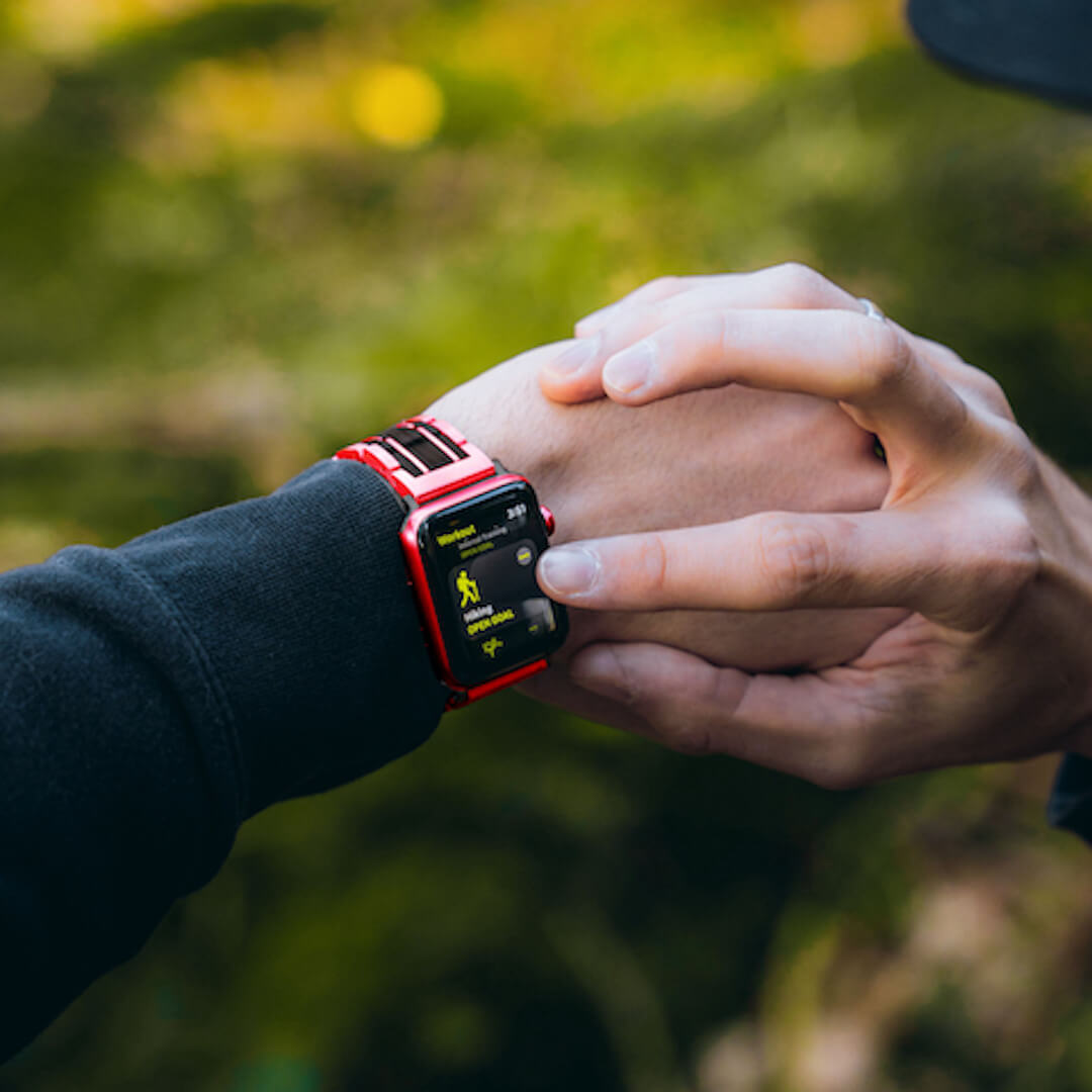 Classic Band - Red / Black Sandalwood for Apple Watch | Unique Wood and Aluminum Design, Goodies N Stuff