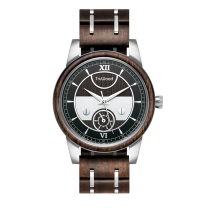 TruWood Cartier Watch - Handcrafted Black Sandalwood, Stainless Steel Lugs, Black Dial, Goodies N Stuff