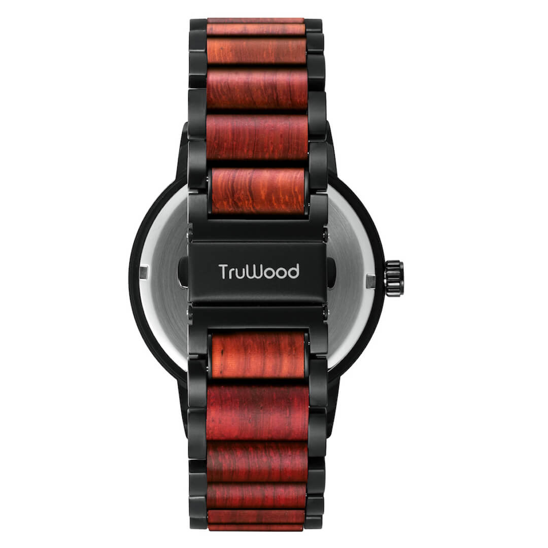 Architect - Casually Elegant Stainless Steel Watch with Red Sandalwood Bezel and Roman Numerals, Goodies N Stuff