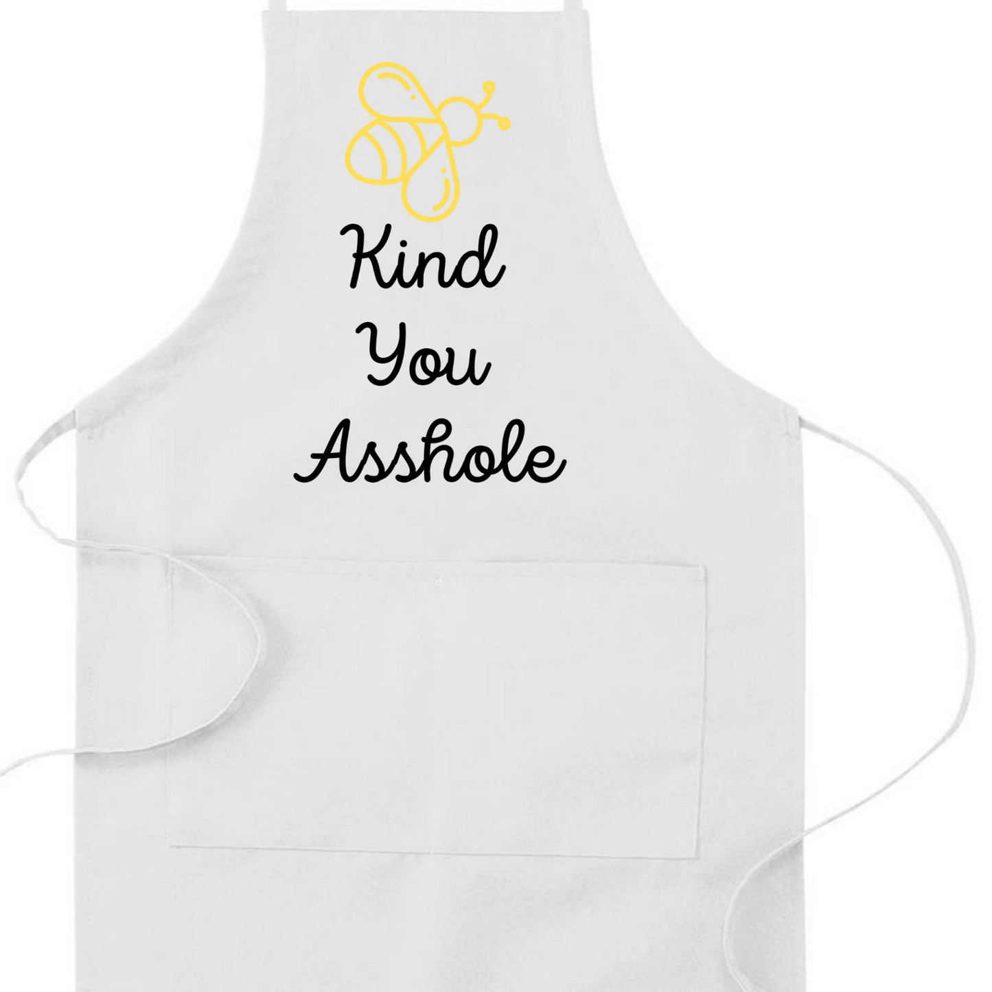 Bee Kind You Asshole Humorous Apron | Funny Adjustable Kitchen or BBQ Apron | Perfect Housewarming Gift for Cook or Griller, Goodies N Stuff
