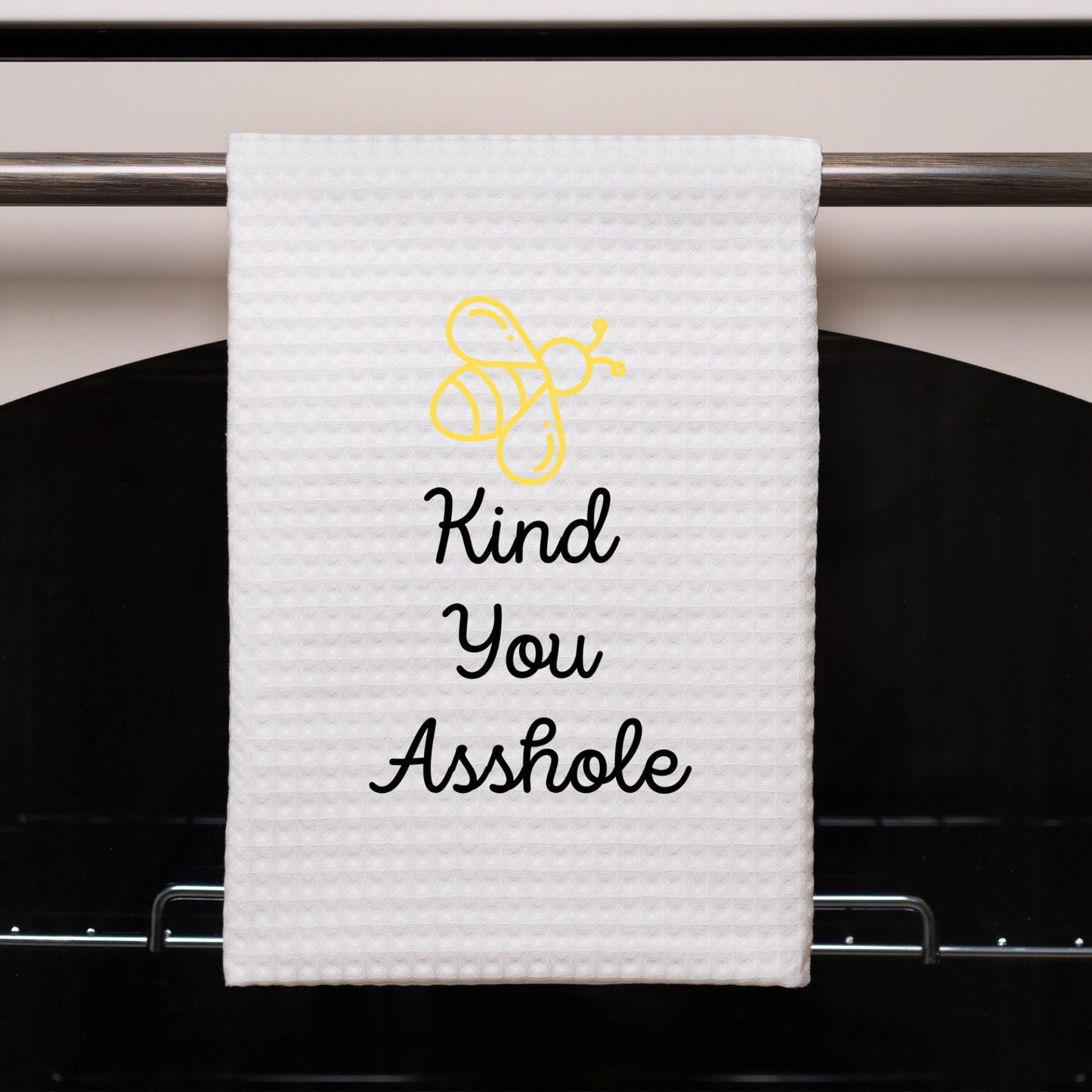 Bee Kind You Asshole Dish Towel | Funny Kitchen Towel with Sarcastic Quote | Decorative Hand Towel for Girlfriend Gift, Goodies N Stuff