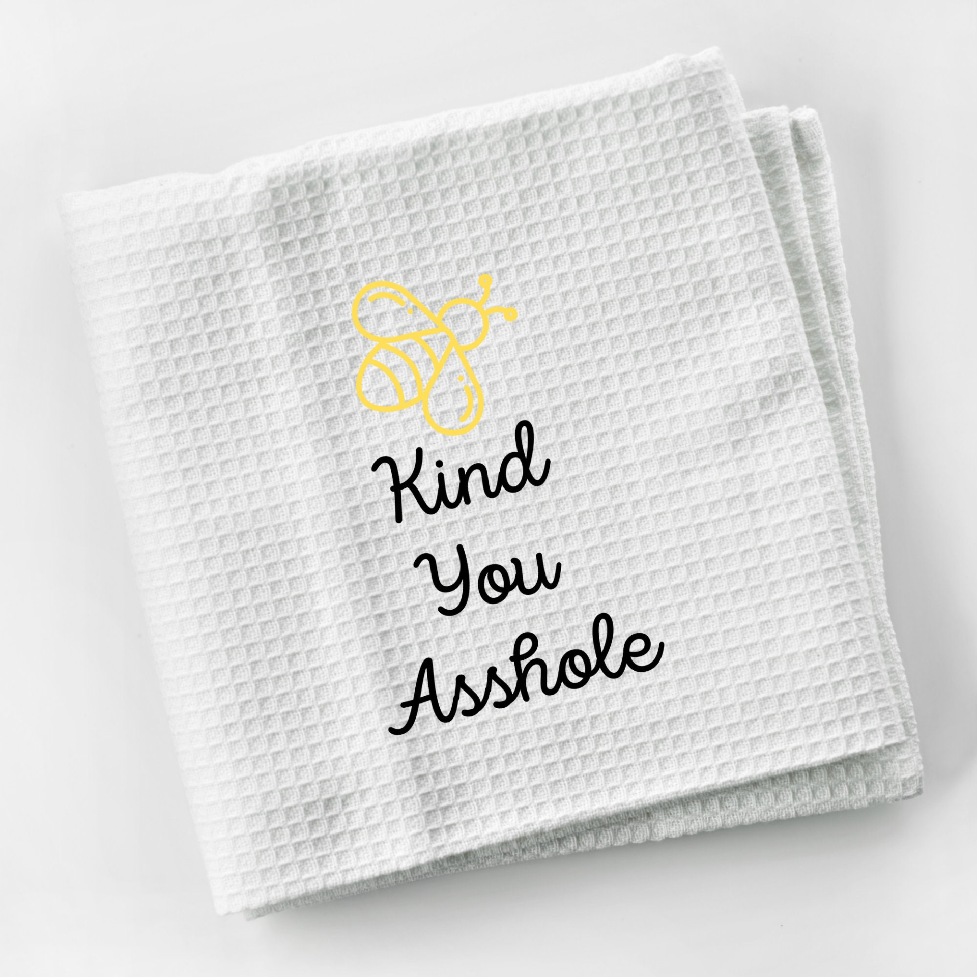 Bee Kind You Asshole Dish Towel | Funny Kitchen Towel with Sarcastic Quote | Decorative Hand Towel for Girlfriend Gift, Goodies N Stuff
