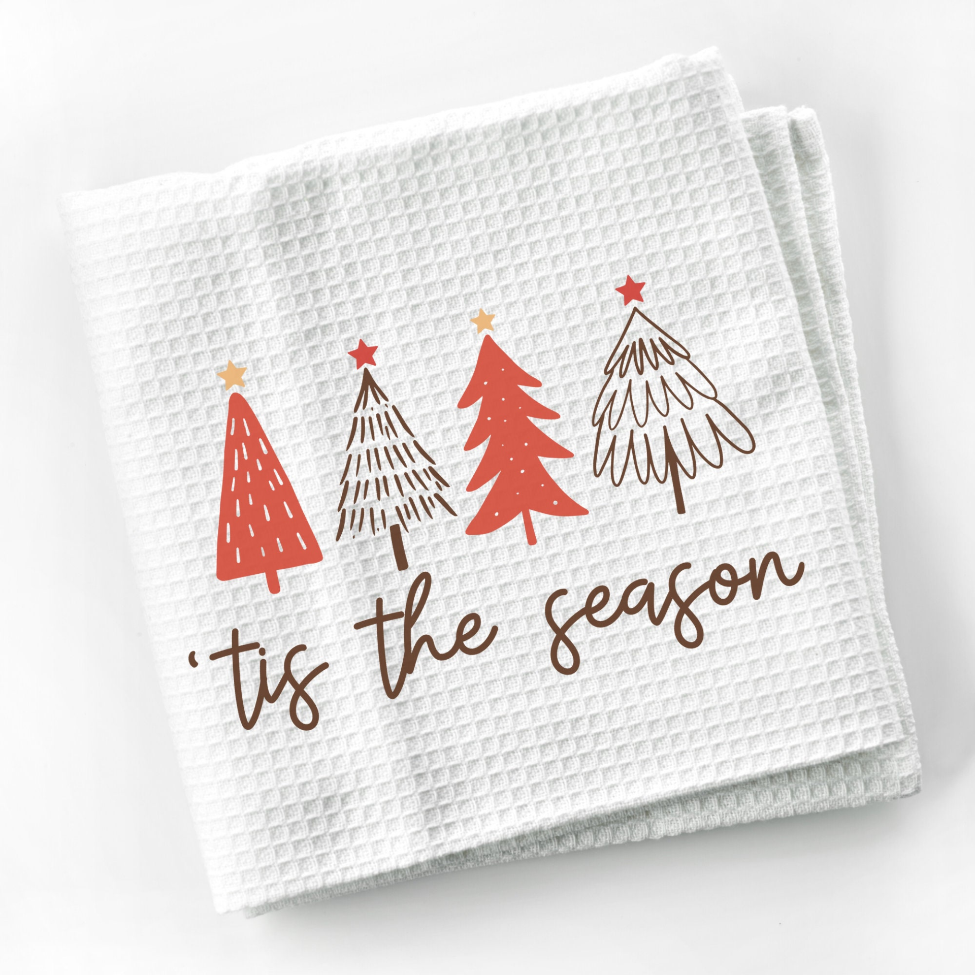Christmas Farmhouse Tis Season Tea Towel , Decorative Christmas Kitchen Hand Towel for Airbnb Xmas Decor, Holiday Kitchen Gift Dish Towel, Goodies N Stuff