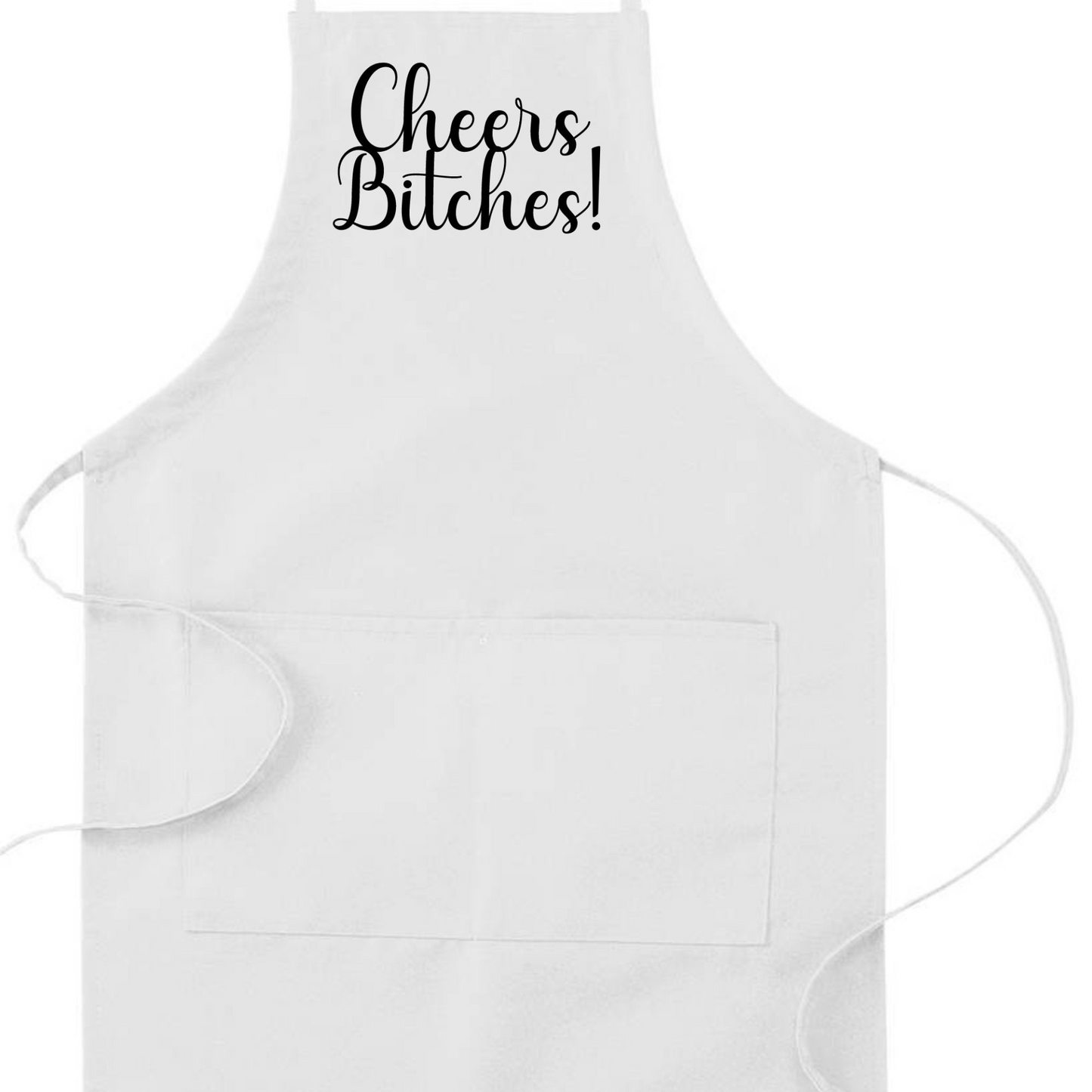 Cheers Bitches Humorous Apron | Funny Adjustable Kitchen or BBQ Apron | Perfect Gift for the Cook or Griller, Goodies N Stuff