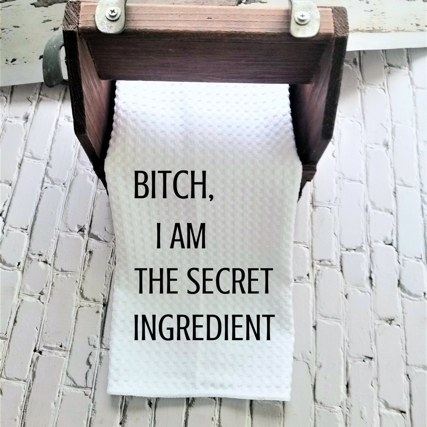 Bitch I Am the Secret Ingredient Funny Kitchen Towel Sayings | Farmhouse Sarcastic Dish Towel with Quote | Hand Towel Gift for Cook, Goodies N Stuff