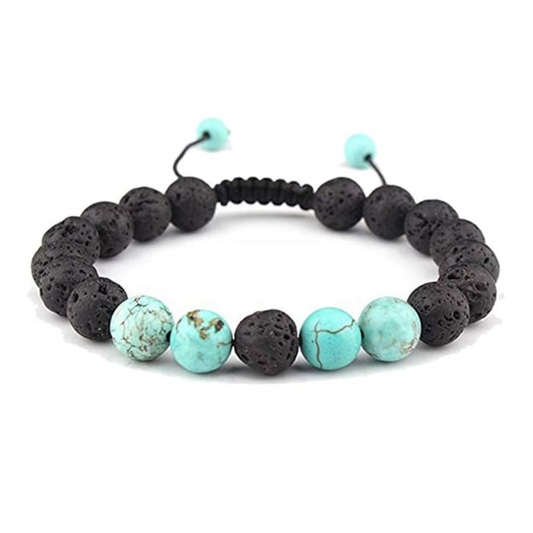 Adjustable Anxiety Diffusing Lava Stone Bracelet w/Turquoise Stones, Goodies N Stuff