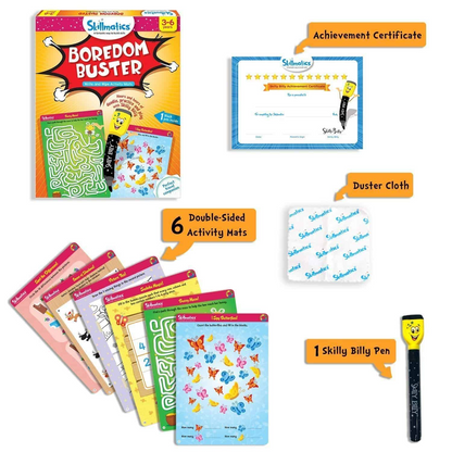 Boredom Buster - Write and Wipe Educational Activity Game For Kids, Goodies N Stuff