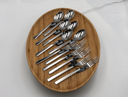 13 Piece 18/10 Stainless Steel Fork and Spoon Dinner Set with Square Solid Handle, Goodies N Stuff