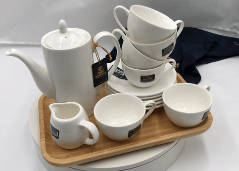 15-Piece Coffee Entertaining Set | Wilmax Porcelain & Bamboo, Goodies N Stuff