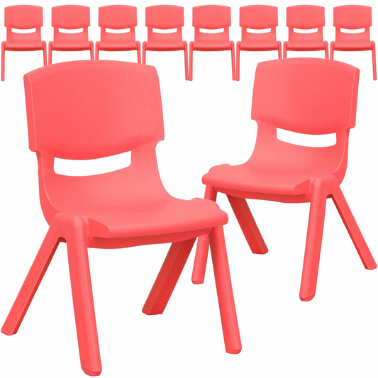 10 Pk. Red Plastic Stackable School Chair with 10.5'' Seat Height