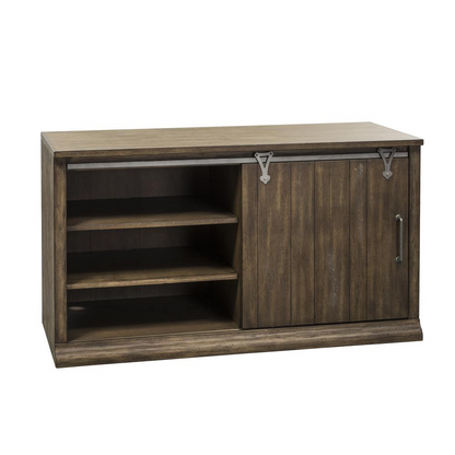 Stone Brooke Computer Credenza | Rustic Saddle Finish | Adjustable Shelving, Cabinets & Storage, Goodies N Stuff