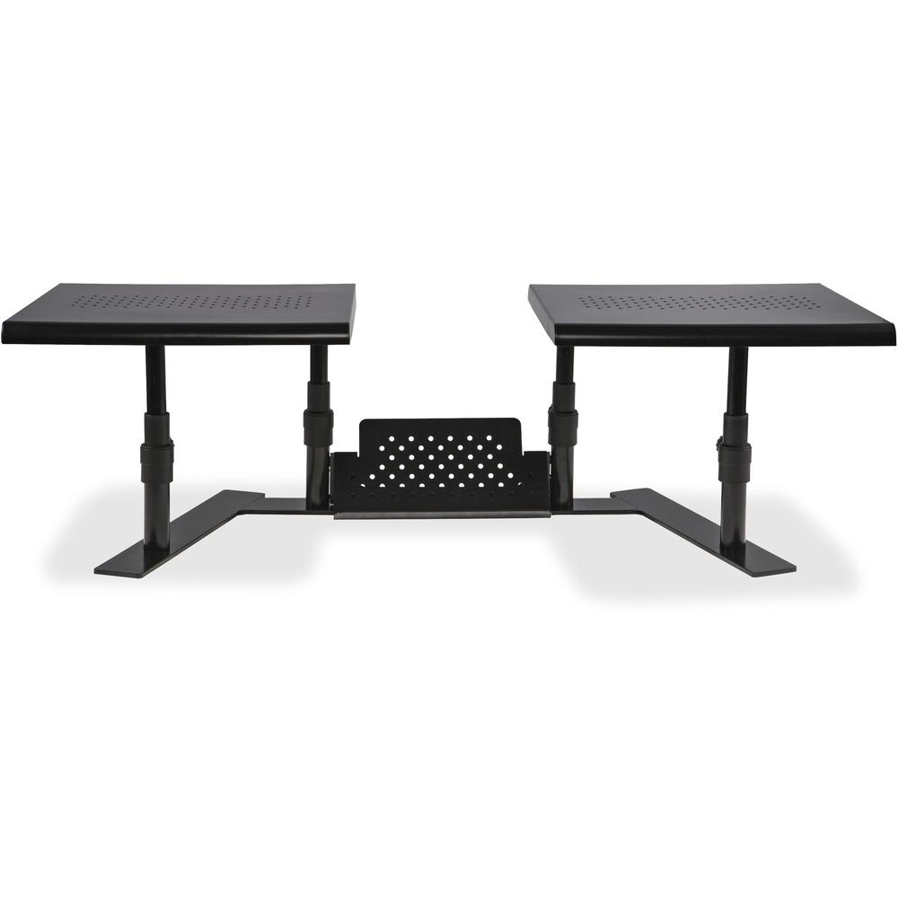 Allsop Metal Art ErgoTwin Height Adjustable Dual Monitor Stand - (31883) - 20 lb Load Capacity - 8.4" Height x 32" Width x 14" Depth - Desktop - Steel - Pearl Black, Goodies N Stuff