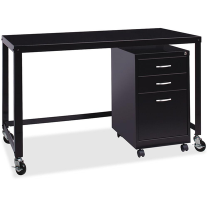 Lorell SOHO Personal Mobile Desk - Rectangle Top - 48" Table Top Width x 23" Table Top Depth - 29.50" HeightAssembly Required - Black - 1 Each, Goodies N Stuff