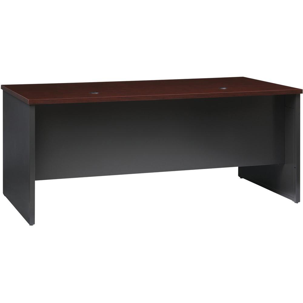 Lorell Fortress Modular Series Left-Pedestal Desk - 72" x 36" , 1.1" Top - 2 x Box, File Drawer(s) - Single Pedestal on Left Side - Material: Steel - Finish: Mahogany Laminate, Charcoal - Scratch Resi, Goodies N Stuff