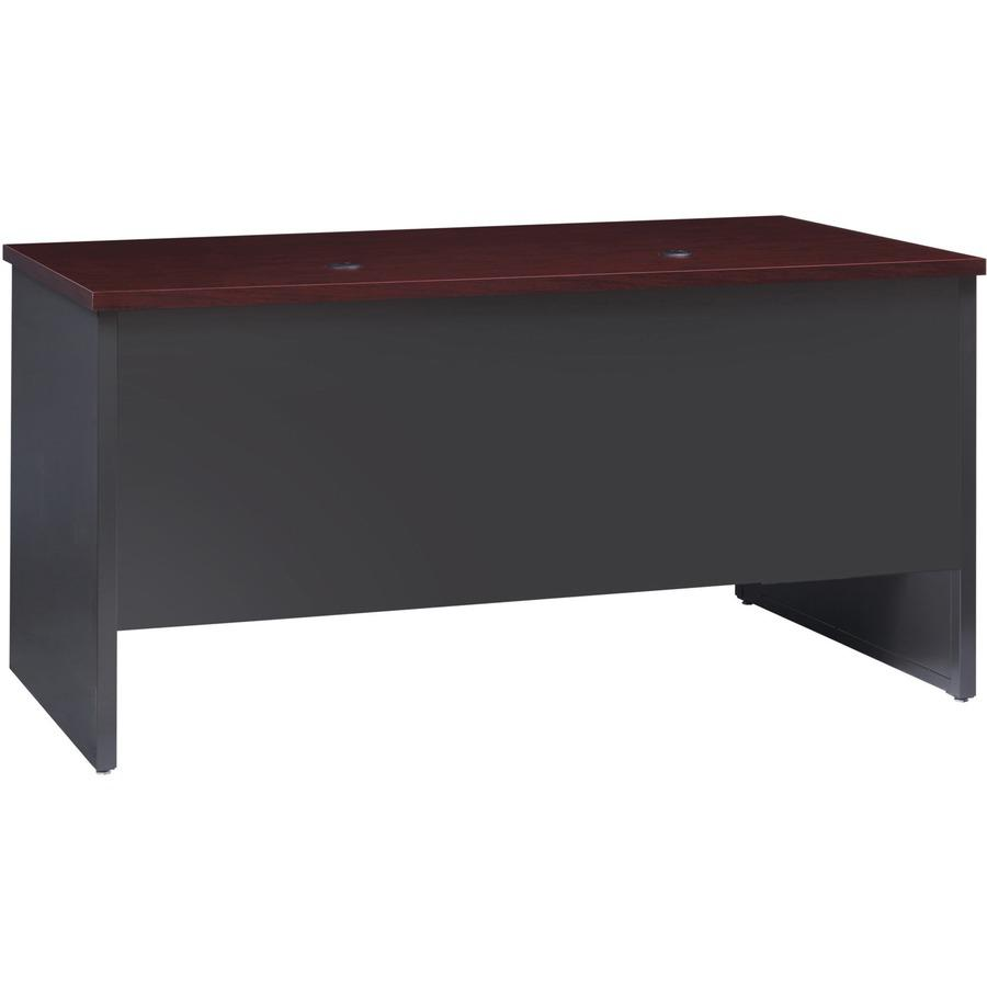 Lorell Fortress Modular Series Double-Pedestal Desk - 60" x 30" , 1.1" Top - 2 x Box, File Drawer(s) - Double Pedestal - Material: Steel - Finish: Mahogany Laminate, Charcoal - Scratch Resistant, Stai, Goodies N Stuff
