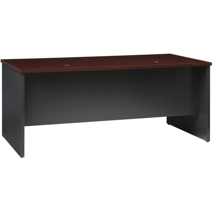 Lorell Fortress Modular Series Double-Pedestal Desk - 72" x 36" , 1.1" Top - 2 x Box, File Drawer(s) - Double Pedestal - Material: Steel - Finish: Mahogany Laminate, Charcoal - Scratch Resistant, Stai