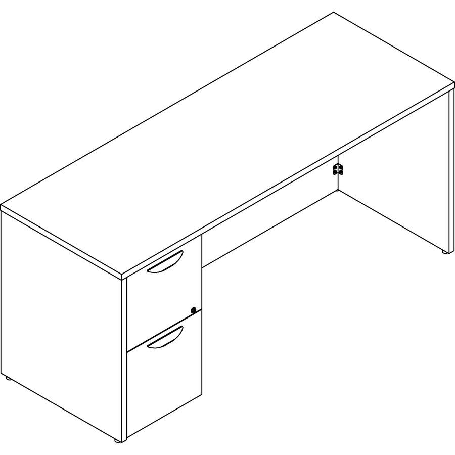 Lorell Prominence 2.0 Left-Pedestal Credenza - 66" x 24"29" , 1" Top - 2 x File Drawer(s) - Single Pedestal on Left Side - Band Edge - Material: Particleboard - Finish: Thermofused Melamine (TFM), Office Supplies, Goodies N Stuff