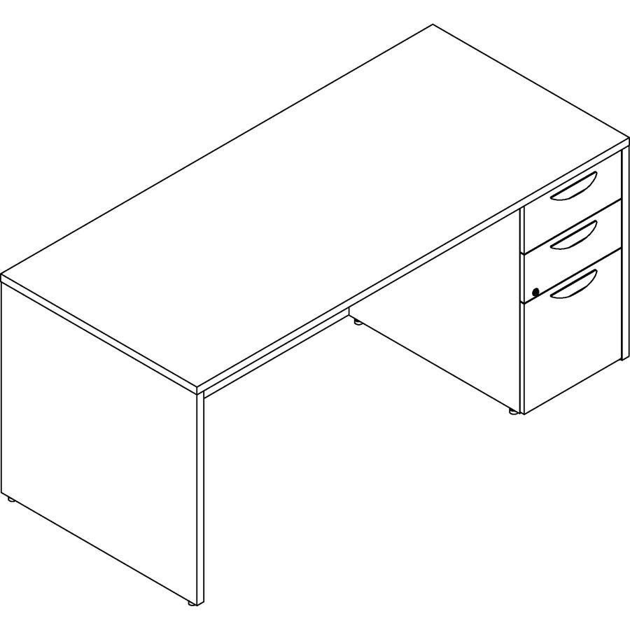 Lorell Prominence 2.0 Right-Pedestal Desk - 1" Top, 66" x 30"29" - 3 x File, Box Drawer(s) - Single Pedestal on Right Side - Band Edge - Material: Particleboard - Finish: Espresso Laminate, Thermofuse, Office Supplies, Goodies N Stuff