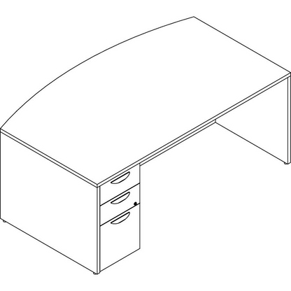 Lorell Prominence 2.0 Bowfront Left-Pedestal Desk - 1" Top, 72" x 42"29" - 3 x File, Box Drawer(s) - Single Pedestal on Left Side - Band Edge - Material: Particleboard - Finish: Espresso Laminate, The, Office Supplies, Goodies N Stuff