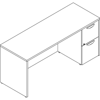 Lorell Prominence 2.0 Right-Pedestal Credenza - 66" x 24"29" , 1" Top - 2 x File Drawer(s) - Single Pedestal on Right Side - Band Edge - Material: Particleboard - Finish: Thermofused Melamine (TFM), Goodies N Stuff