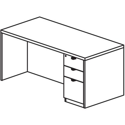 Lorell Prominence 2.0 3/4 Double-Pedestal Desk - 1" Top, 60" x 30"29" - 3 x File, Box Drawer(s) - Single Pedestal on Right Side - Band Edge - Material: Particleboard - Finish: Espresso Laminate, Therm, Goodies N Stuff